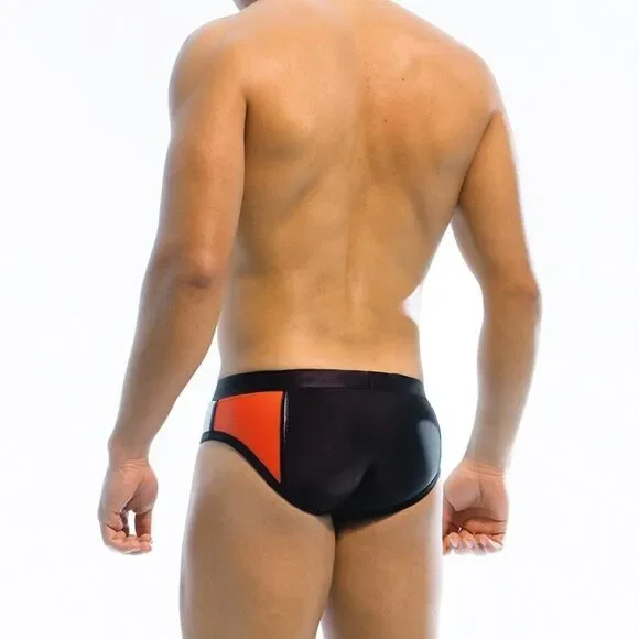 Men's low rise contoured Mondrian color blocked swim briefs speedo Black Size M - Picture 3 of 6